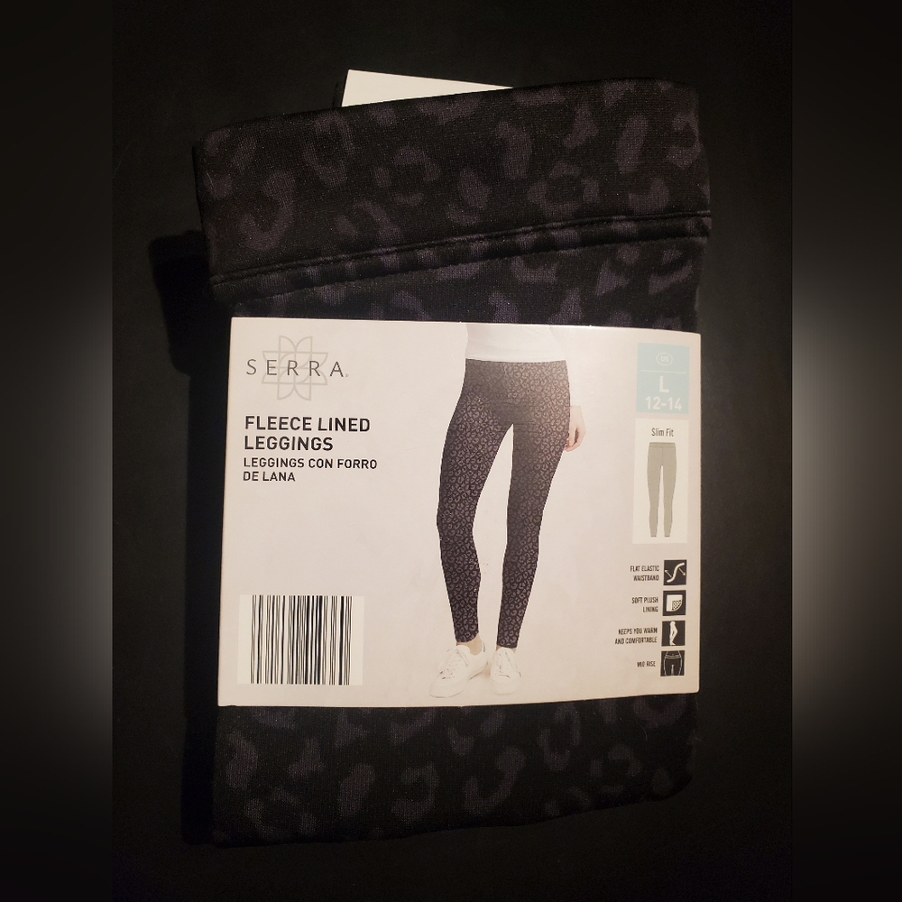 Serra Black and Gray Fleece Lined Leggings